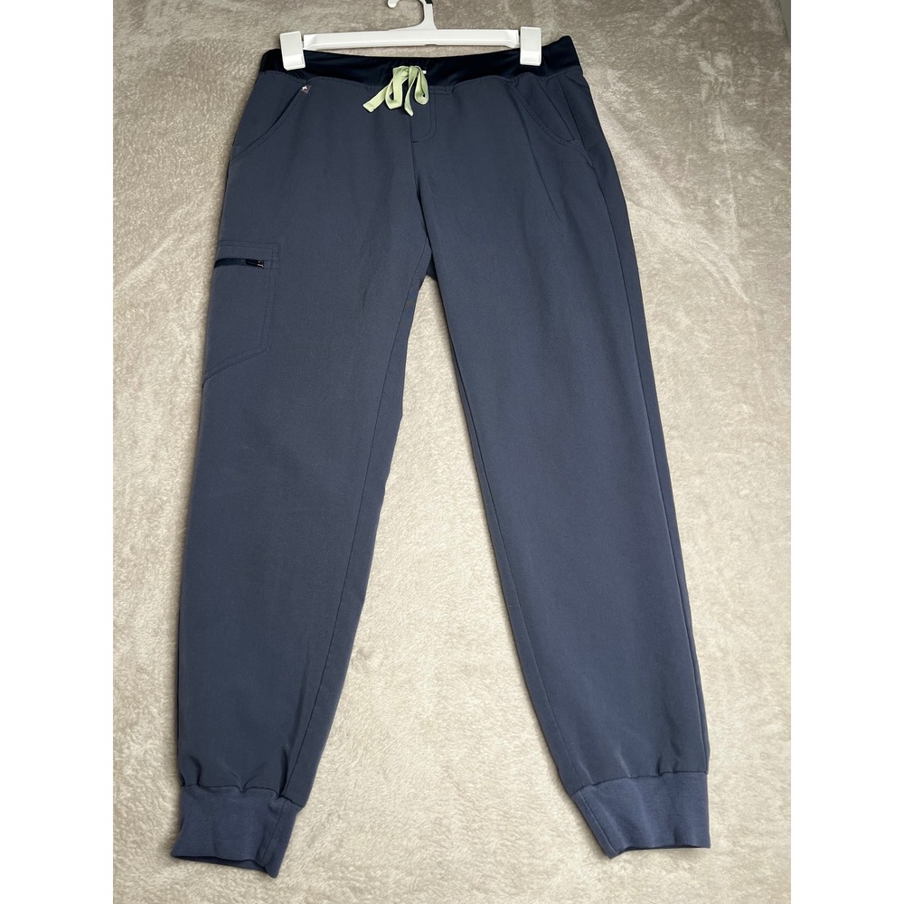 Figs Navy Blue Jogger Pants with Lime Accents